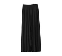 Women's Pajama Bottoms Summer Soft Wide Leg Lounge Pants Cotton Linen Cropped Trousers Nightwear Comfy Elasticated Waist Sleep Pants for All Seasons Black