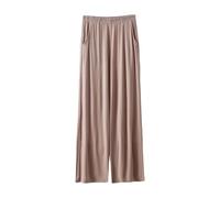 Women's Pajama Bottoms Summer Soft Wide Leg Lounge Pants Cotton Linen Cropped Trousers Nightwear Comfy Elasticated Waist Sleep Pants for All Seasons Khaki