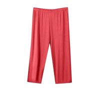 Women's Pajama Bottoms Summer Soft Wide Leg Lounge Pants Solid Color Three Quarter Length Trousers Nightwear Comfy Elasticated Waist Sleep Pants for All Seasons Size 14-22
