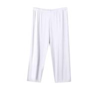 Women's Pajama Bottoms Summer Soft Wide Leg Lounge Pants Solid Color Three Quarter Length Trousers Nightwear Comfy Elasticated Waist Sleep Pants for All Seasons Size 14-22