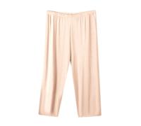 Women's Pajama Bottoms Summer Soft Wide Leg Lounge Pants Solid Color Three Quarter Length Trousers Nightwear Comfy Elasticated Waist Sleep Pants for All Seasons Size 14-22