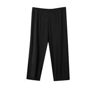 Women's Pajama Bottoms Summer Soft Wide Leg Lounge Pants Solid Color Three Quarter Length Trousers Nightwear Comfy Elasticated Waist Sleep Pants for All Seasons Size 14-22