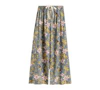 Women's Pajama Bottoms Summer Soft Wide Leg Lounge Pants Vintage Ethnic Style Printed Cotton Linen Cropped Trousers Nightwear Comfy Elasticated Waist Sleep Pants for All Seasons One Size