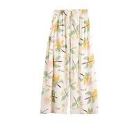 Women's Pajama Bottoms Summer Soft Wide Leg Lounge Pants Vintage Ethnic Style Printed Cotton Linen Cropped Trousers Nightwear Comfy Elasticated Waist Sleep Pants for All Seasons One Size
