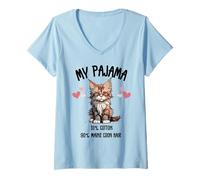 Womens Pajama Maine Coon Perfect for Cat Lovers! V-Neck T-Shirt