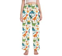 Womens Pajama Pants Green Blue Dinosaurs Sleep Lounge Pj Bottoms Sleepwear