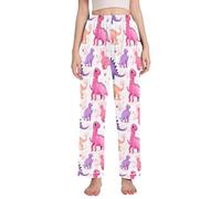Womens Pajama Pants Purple Dinosaurs Sleep Lounge Pj Bottoms Sleepwear