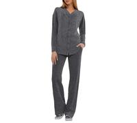 Womens Pajama Set Fall Winter Warm Knitted Pjs Sets 2 Piece Sleepwear Long Sleeve Button Up Vneck Tops Wide Leg Lounge Trousers Suits Soft Cozy Warm Sleepwear with Pockets Dark Gray,M