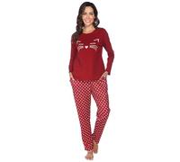 Women's Pajama Set,Pajamas Comfortable Stylish Cat Cartoon Printed Nightwear Pajamas Homewear Nightwear Long Sleeve Pyjamas Soft Cotton with Polka Dot Pajama Bottoms Loungewear Sleepwear for Ladies