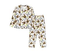 Womens Pajama Sets with Pockets - German Shepherd Dog No.1008 Comfy Long 2 Piece Sleepwear Pjs Lounge Sets for Women, Black, M