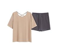 Women'S Pajamas Set - Solid Color M-5Xl Casual Loose Women Sleepwear Korean Style Short Sleeve Nightwear Summer Loungewear Fashion Simple Clothes