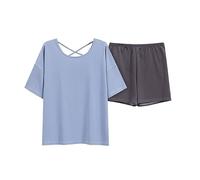 Women'S Pajamas Set - Solid Color M-5Xl Casual Loose Women Sleepwear Korean Style Short Sleeve Nightwear Summer Loungewear Fashion Simple Clothes