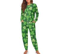 Womens Pajamas Sets Cute Lightweight Loungewear with Pockets Two-piece Casual Long Sleeve Tops Jogger Pants Weekend Pajamas Set Pj Lounge