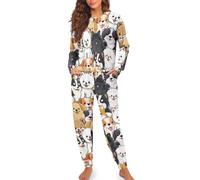 Womens Pajamas Sets Cute Lightweight Loungewear with Pockets Two-piece Casual Long Sleeve Tops Jogger Pants Weekend Pajamas Set Pj Lounge