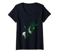 Womens Pakistan Flag DNA Molecule Pakistani Pride Pakistani Roots V-Neck T-Shirt