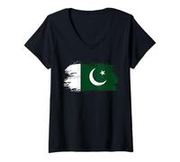 Womens Pakistan Outfit - Pakistan Flag Symbol - I Love Pakistan V-Neck T-Shirt