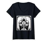 Women's Paladin Knight Pixel Art 8 16 Bit Artwork Gamer Vintage RPG V-Neck T-Shirt