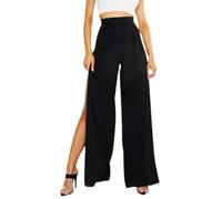 Womens Palazzo Pants, Flowy Sexy High Waist Dress Pants, Split Wide Loose Beach Pant, Elastic Waist Summer Casual Loose Lounge Trousers for Women, Tummy Control Loosely Fit Workout Joggers Bottom