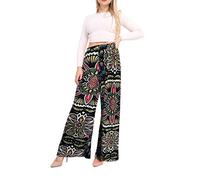 Womens Palazzo Wide Leg Flared Loose Fit Trouser Ladies Elasticated Waist Stretch Baggy Plain Pants