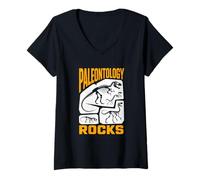 Women's Paleontology Rocks Dinosaur Fossil Skeleton Study V-Neck T-Shirt