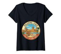 Women's Palermo Italy Travel Souvenir City Gift V-Neck T-Shirt