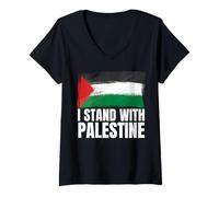 Womens Palestine Flag Palestinian Map People Lovers Men Women V-Neck T-Shirt