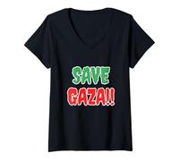 Womens Palestine Save Gaza Palestinian Solidarity Peace Justice V-Neck T-Shirt