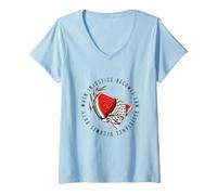 Womens Palestine Watermelon Keffiyeh Palestinian Solidarity Justice V-Neck T-Shirt