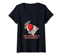 Womens Palestine Watermelon Keffiyeh Palestinian Solidarity Justice V-Neck T-Shirt
