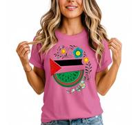 Womens Palestine Watermelon Tshirt Gaza Solidarity Support Tee L (16-18) Fuchsia