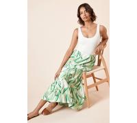 Womens Palm Tiered Maxi Jersey Skirt Floral 8