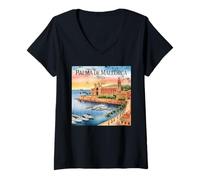 Womens Palma de Mallorca, Spain V-Neck T-Shirt