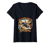 Womens Palo Duro Canyon Texas Cowboy Horse V-Neck T-Shirt