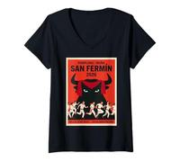 Women's Pamplona 2026 Running of the Bulls/San Fermin V-Neck T-Shirt