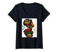 Women's Pan African Juneteenth Celebration Art Highlighting Heritage V-Neck T-Shirt