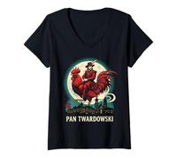 Women's Pan Twardowski Polish Legend Moon Folklore Design V-Neck T-Shirt