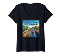 Womens Panama Canal Panama V-Neck T-Shirt