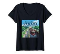 Womens Panama Canal Panama V-Neck T-Shirt
