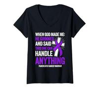 Women's Pancreatic Cancer Warrior V-Neck T-Shirt