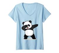 Women's Panda Bear Dabbing V-Neck T-Shirt
