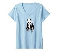 Women's Panda Bear Save The Planet Environmental Protection Sad Crying V-Neck T-Shirt