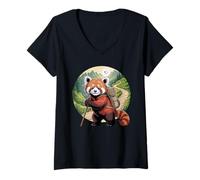 Womens Panda Hiking Gear Scenic Trail V-Neck T-Shirt