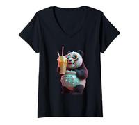 Womens Panda Holding a Giant Cup Funny Unisex Design Men Women tee V-Neck T-Shirt