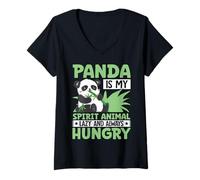 Womens Panda is My Spirit Animal Lazy and Always Hungry V-Neck T-Shirt
