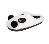 Women's Panda Mule Slippers Fluffy Cute Comfy Memory Foam Indoor Wide Fit Closed Toe Slip On Winter Warm Slides Shoes for Women (Black, 5)