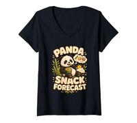 Women's Panda Snack Forecast Humor V-Neck T-Shirt