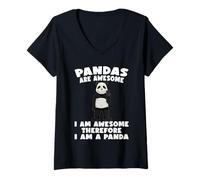 Womens Pandas are Awesome Funny Cute Panda Lover Gift Boys Girls V-Neck T-Shirt