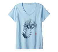 Women's Pangolin Scaly Anteater Japanese Kanji Stamp V-Neck T-Shirt