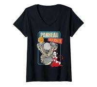 Womens Panhead Old School Retro Motorcycle Biker She Devil 1948 V-Neck T-Shirt