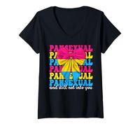 Womens Pansexual And Still Not Into You Funny Pan Pride Flag LGBTQ V-Neck T-Shirt